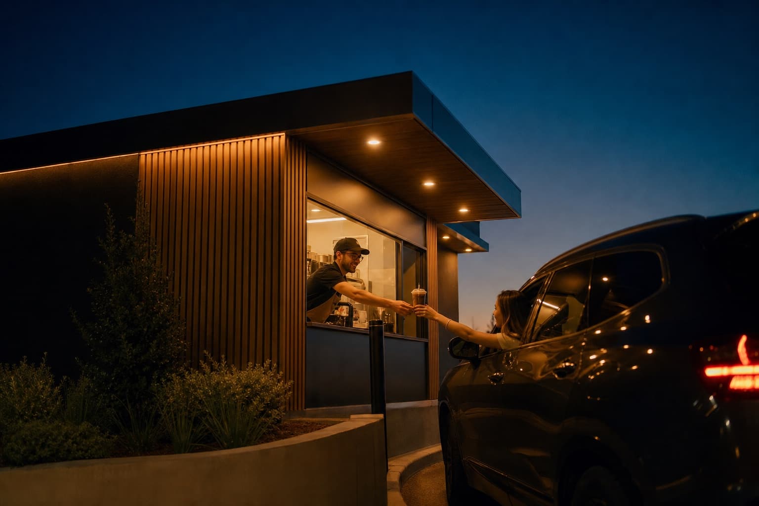 A modern coffee drive-thru in the region