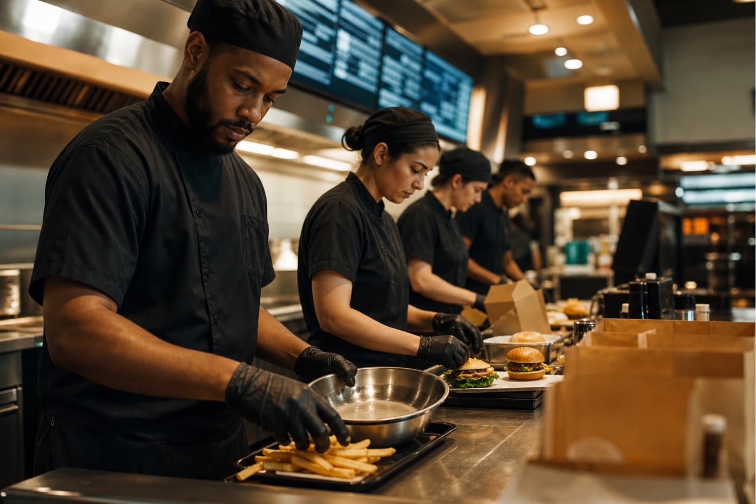 A calm, organized restaurant kitchen